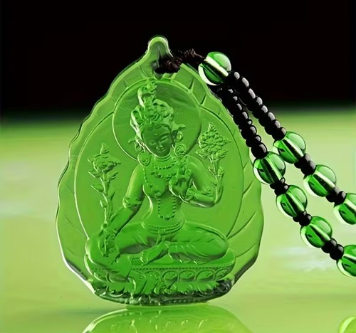 Green tara buddhist necklace - green,