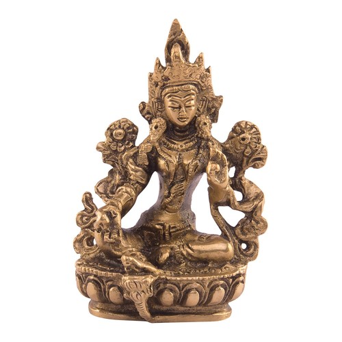 Brass idol sitting tara - brass,